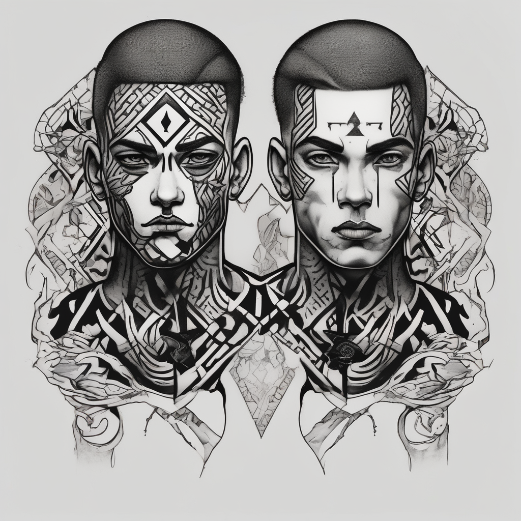 a honour tattoo for my two boys second skin tattoo, AI-generated Blackwork tattoo design